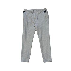 Zara Mens Slim Fit Light Gray Trousers With Elastic Waistband & Zipper Fly